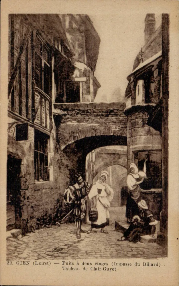 Gien (Loiret) — Poço de dois andares (Impasse du Billard) — Tableau de Clair-Guyot - Frente