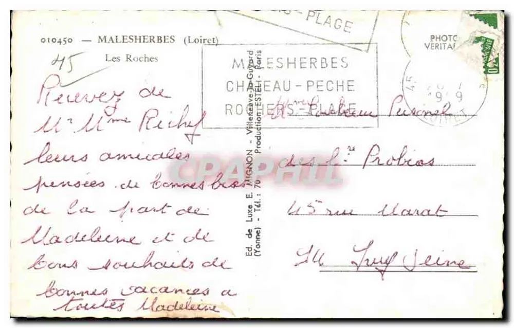 Les Roches — paysage de rochers dans une forêt — Éd. E. Mignon - Verso