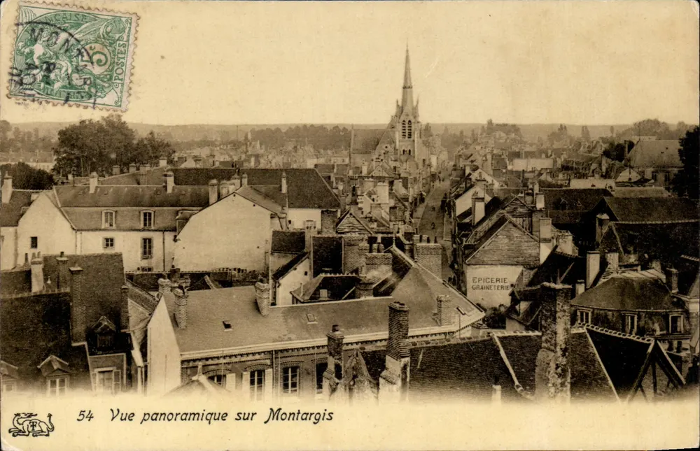 Vista panorâmica de Montargis — n°54 — Editor não identificado - Frente