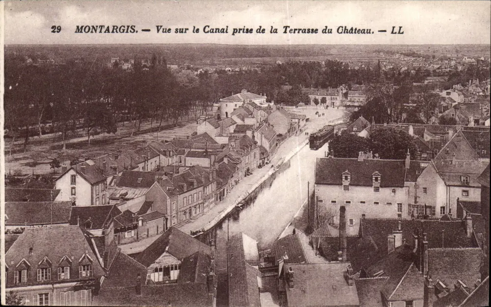 Montargis — Ansicht des Kanals von der Schloss-Terrasse — LL - Vorderseite