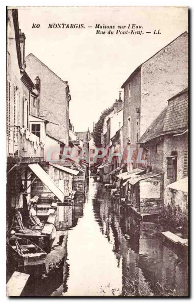 Montargis — Häuser am Wasser — Rue du Pont-Neuf — LL - Vorderseite