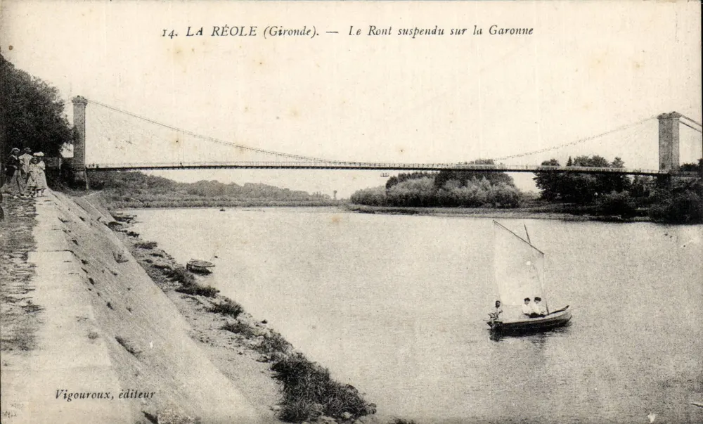 La Réole (Gironde) — Die Hängebrücke über die Garonne — Vigouroux, Verleger - Vorderseite