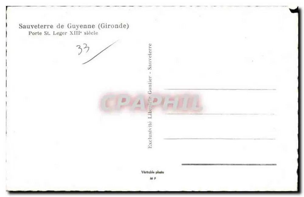 Porta Saint-Leger de Sauveterre-de-Guyenne — XIIIe siècle — Exclusividade Livraria Gontier - Verso