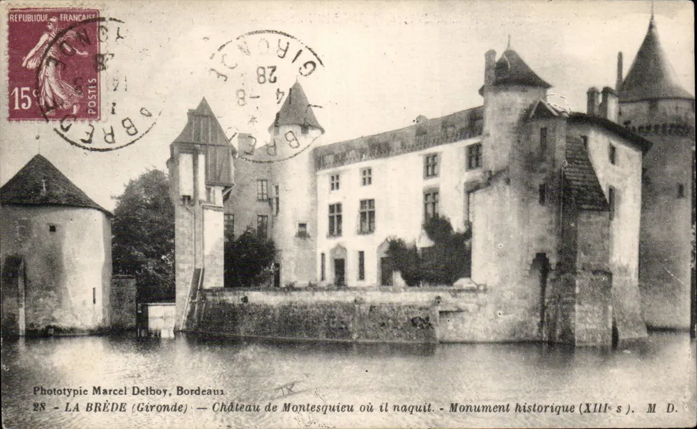 Schloss Montesquieu — wo er geboren wurde — Historisches Denkmal (13. Jahrhundert) — Phototypie Marcel Delboy, Bordeaux - Vorderseite