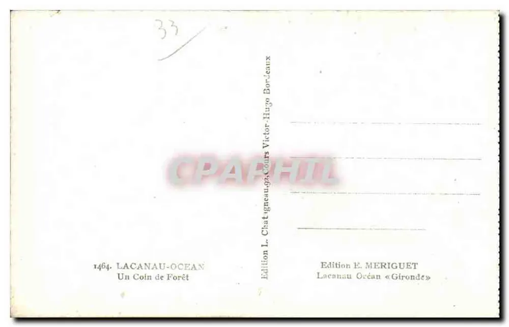 Lacanau-Océan — Um Canto da Floresta — Edição E. MERIGUET - Verso