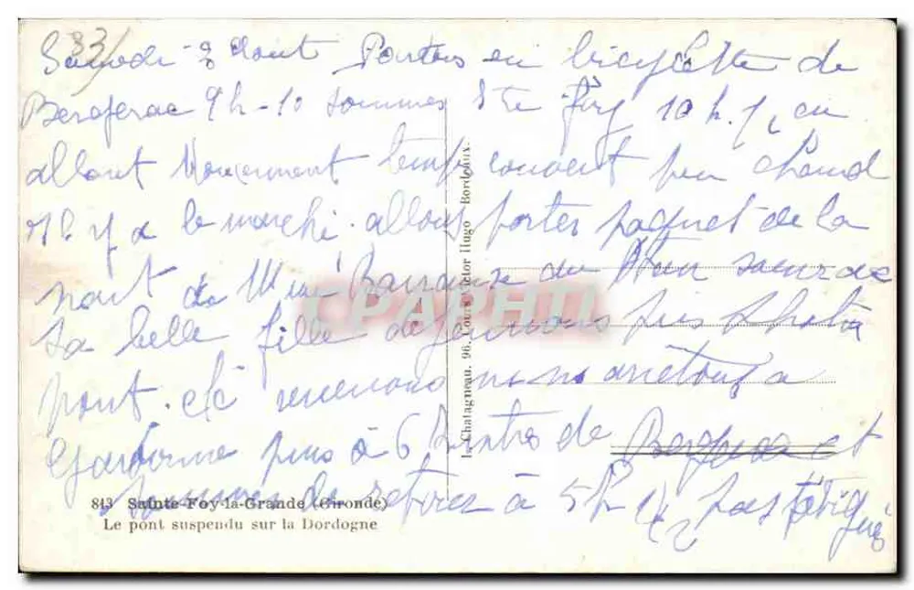 Sainte-Foy-la-Grande — Die Hängebrücke über die Dordogne — Verlag Elcée - Rückseite