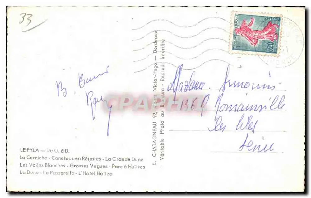 Le Pyla — Panoramablick — L. Chatagneau, n°33 - Rückseite