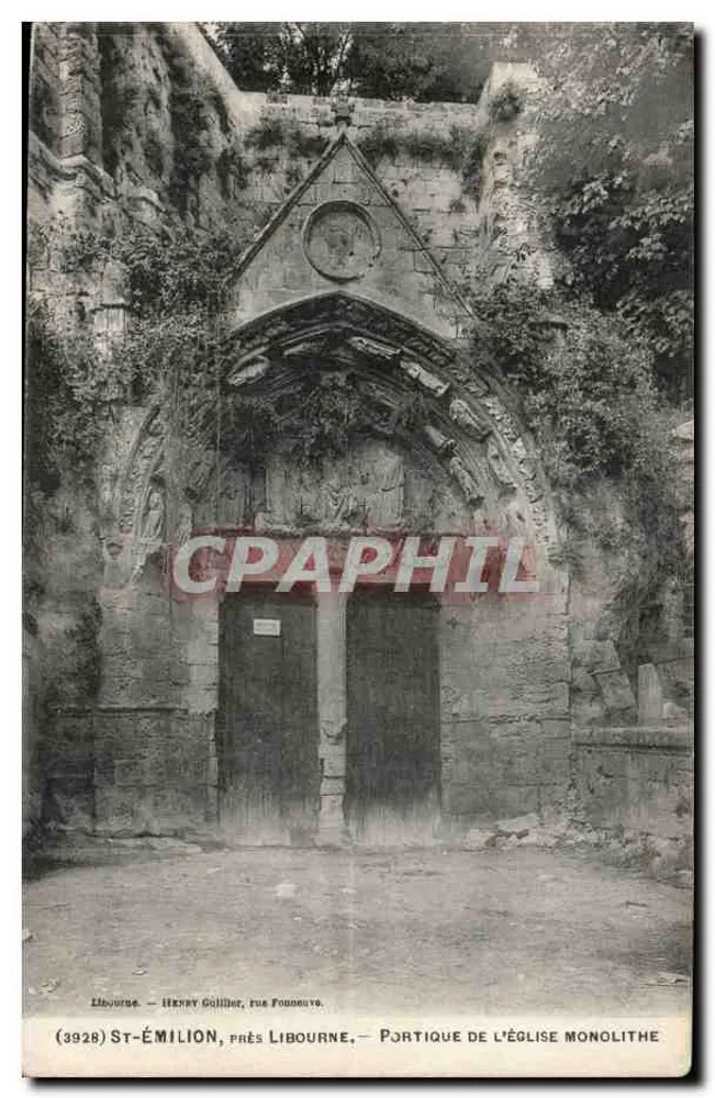 St-Émilion, nahe Libourne — Portikus der monolithischen Kirche — Henry Golline, rue Foudouye - Vorderseite