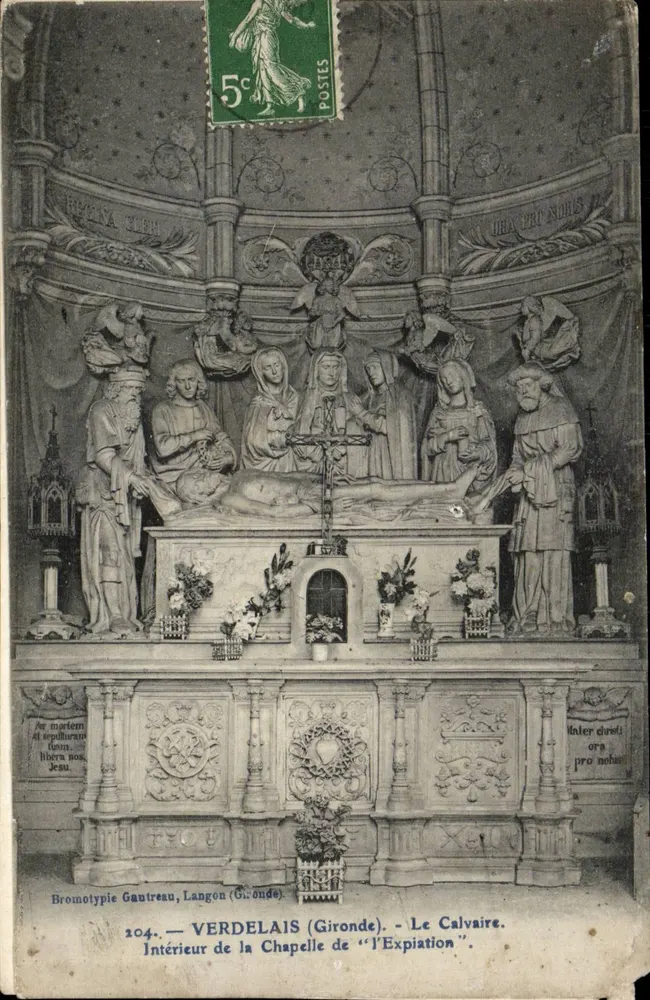 Der Calvaire — Innenansicht der Kapelle der Erwiderung — Bromotypie Gautreau, Langon (Gironde) - Vorderseite