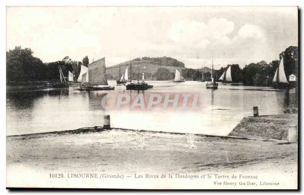 Libourne (Gironde) — Die Ufer der Dordogne und der Tertre de Fronsac — Vve Henry Guillier, Libourne - Vorderseite