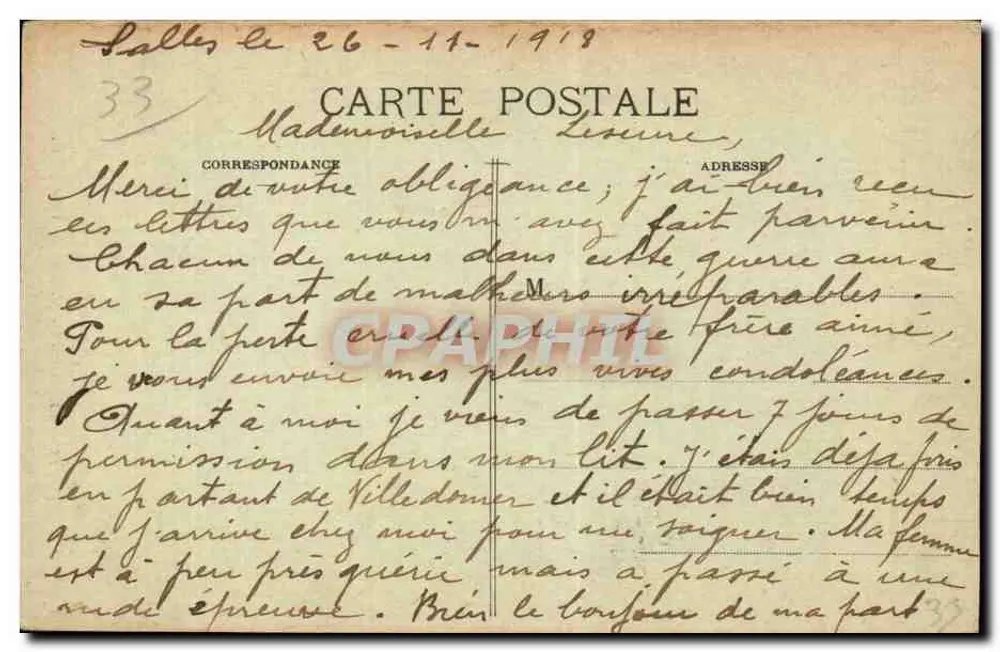 Libourne - Hotel Miasta — Marcel Belbof, fototypia, Bordeaux, nr 25 - Rewers