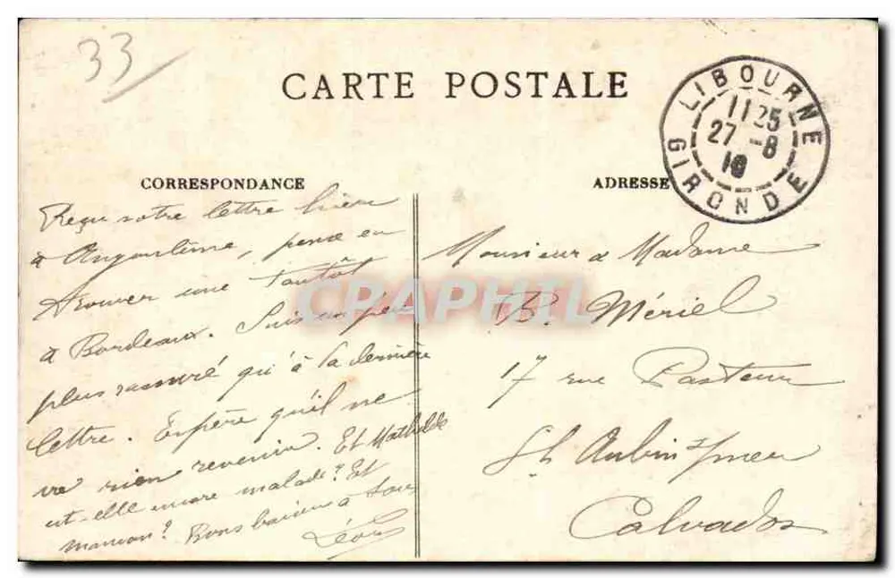 Libourne — Ansicht des Pont de Pierre und der schönen Ufer der Dordogne — Verlag nicht sichtbar - Rückseite