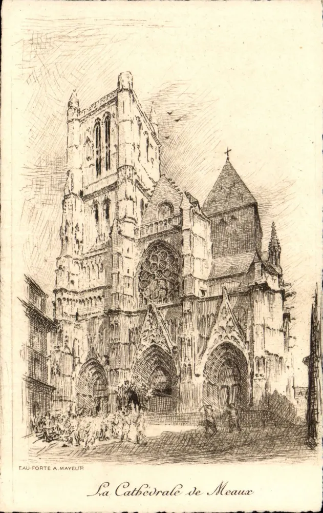 A Catedral de Meaux — gravura em água forte — A. Mayeur - Frente