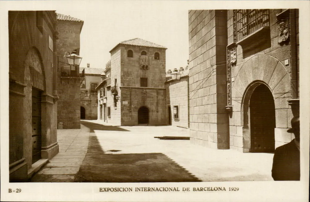 Plaza Castellana und Bezirk Extremadura — Internationale Ausstellung von Barcelona 1929 — Verlag E. J. D. - Vorderseite