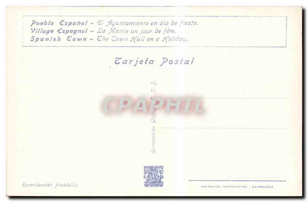 Internationale Ausstellung in Barcelona 1929 — Platz vor dem Palast der Generalitat — Verlag Editorial Fotográfica, Nr. B-32 - Rückseite