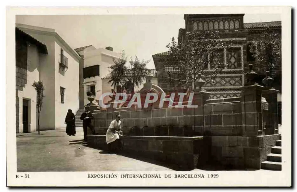 Pueblo Español — Fontaine des sept tuyaux — Éditeur : Editorial Fotográfica, Barcelone, n° B-51 - Vorderseite