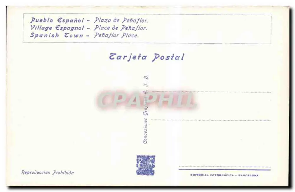 Péñaflor — Internationale Ausstellung von Barcelona 1929 — Verlag: Editorial Fotográfica, Barcelona - Rückseite