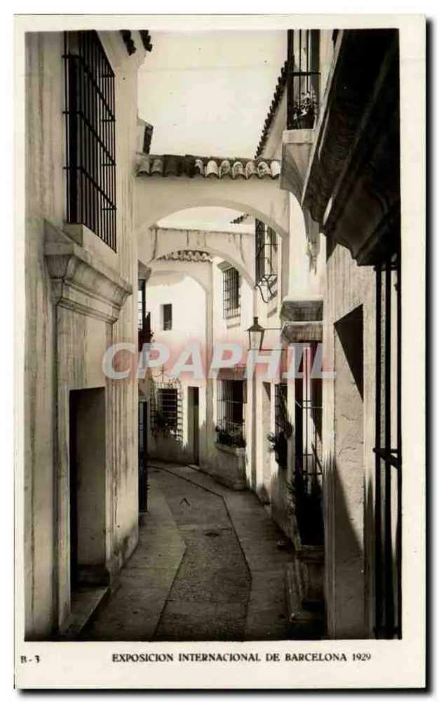 Calle de los Arcos (Barrio Andaluz) — Internationale Ausstellung von Barcelona 1929 — Editorial Fotográfica, Nr. B-3 - Vorderseite