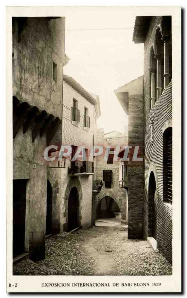 Ansicht einer engen Gasse in Barcelona — Internationale Ausstellung von Barcelona 1929 — Graphil B-2 - Vorderseite