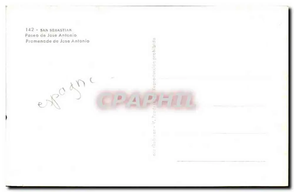 San Sebastián — Paseo de José Antonio — Verlag V. Pradilla, n° 142 - Rückseite