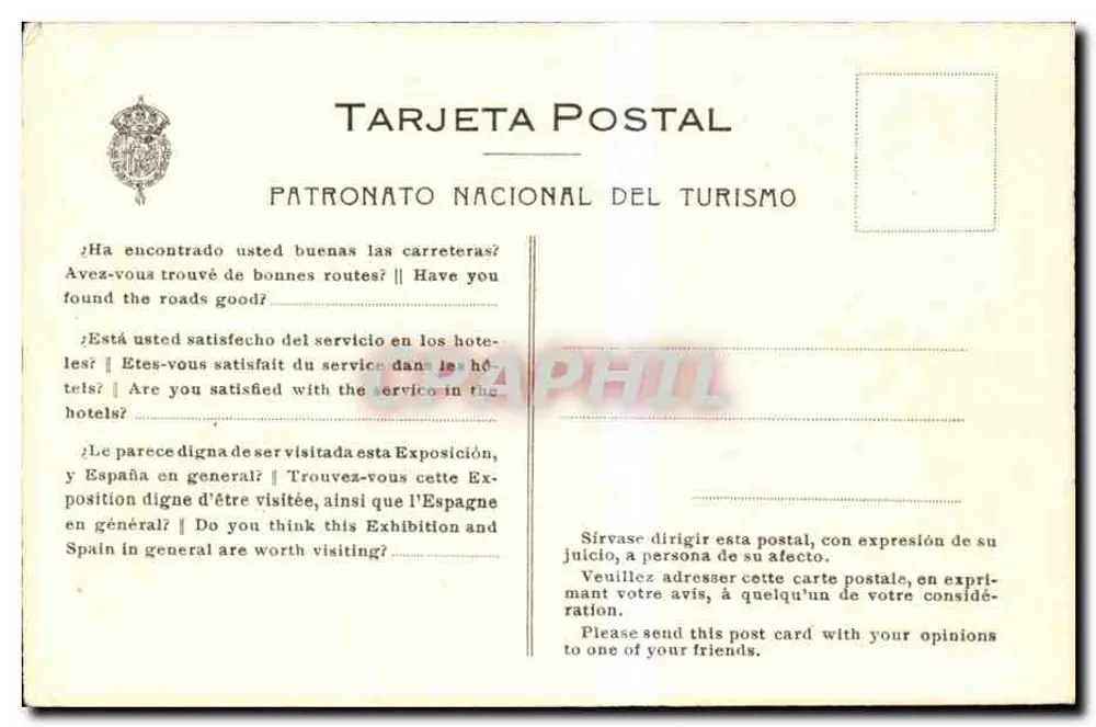 Internationale Ausstellung von Barcelona — Allgemeiner Blick — Patronato Nacional del Turismo - Rückseite