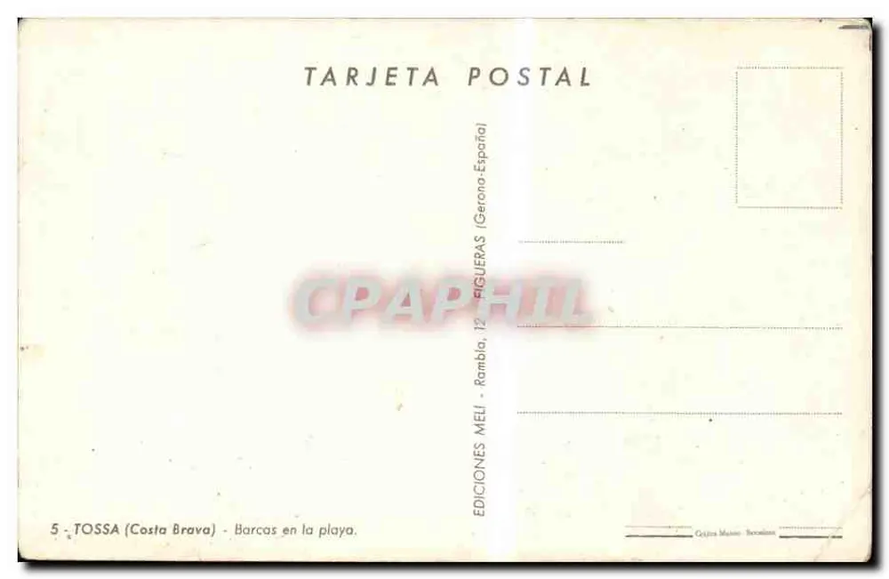 Tossa (Costa Brava) — Boote am Strand — Editionen Melli, Nr. 5 - Rückseite