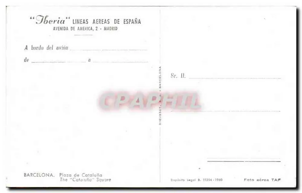 Barcelona — Plaza de Cataluña — Iberia Líneas Aéreas de España - Rückseite