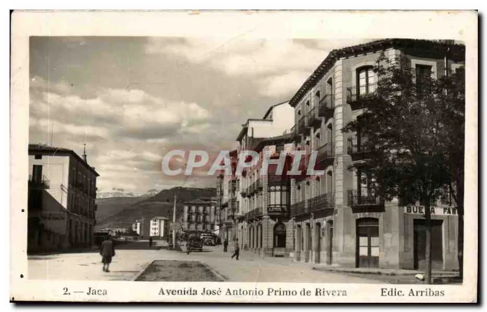 Jaca — Avenida José Antonio Primo de Rivera — Edic. Arribas - Vorderseite