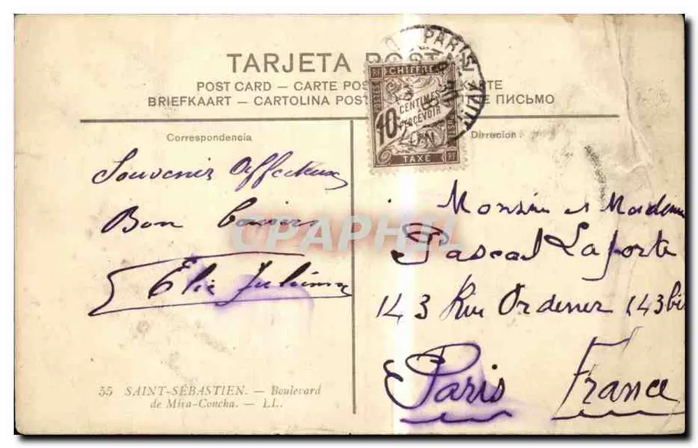 SAN SEBASTIAN — Paseo de Mira-Concha — LL. — n°55 - Rückseite