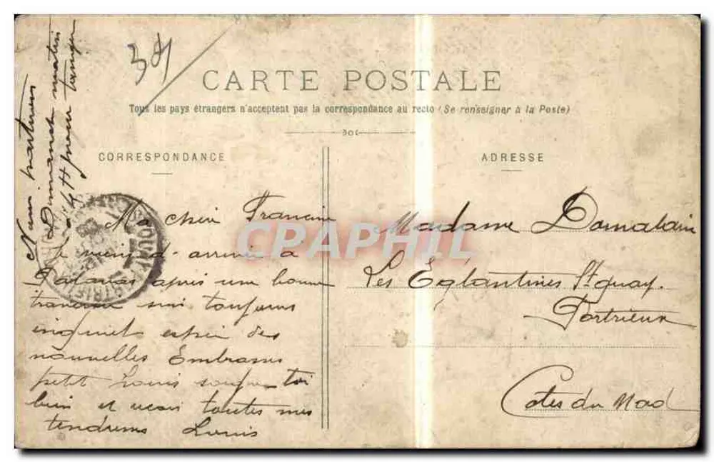 Palavas — O Canal e a Riva esquerda — Édit. L.-J. Albatille, Montpellier, n°45 - Verso