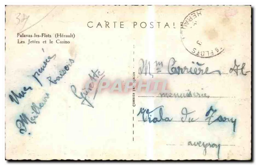Palavas-les-Flots (Hérault) — Die Molen und das Casino — Combiér Impr. RACON - Rückseite
