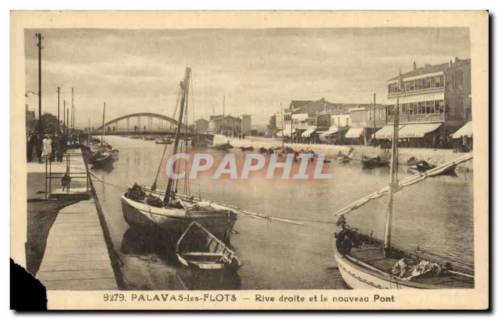 Palavas-les-Flots — Rechte Seite und der neue Brücke — Verlag: Éts Rivièr-Bureau, Pons - Vorderseite