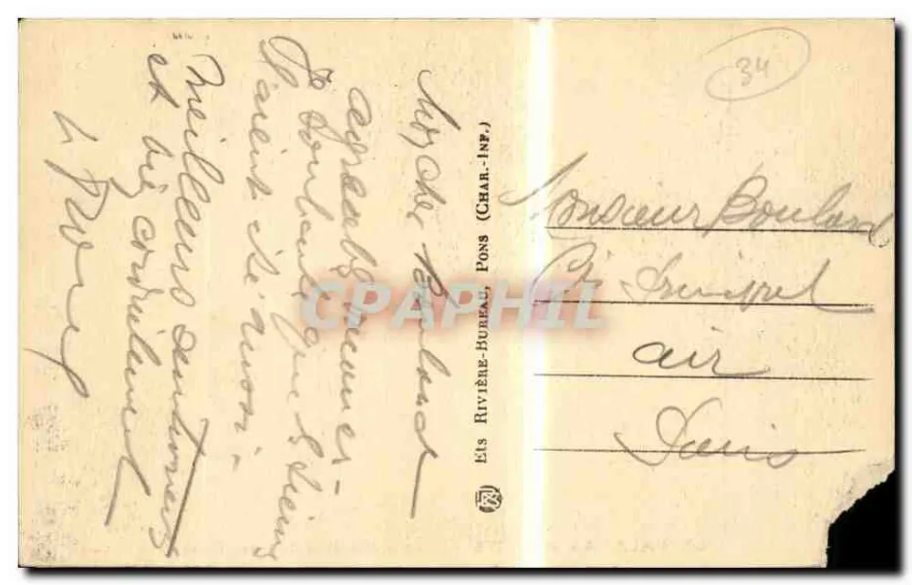 Palavas-les-Flots — Rechte Seite und der neue Brücke — Verlag: Éts Rivièr-Bureau, Pons - Rückseite