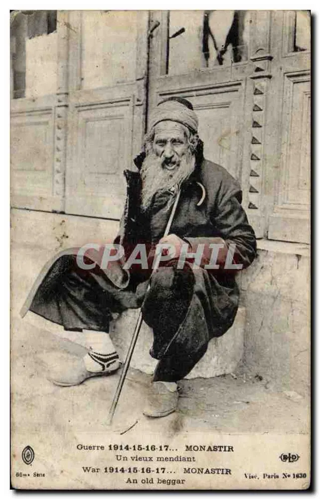 Monastir — Un viejo mendigo — Visé, París N° 1630 - Anverso