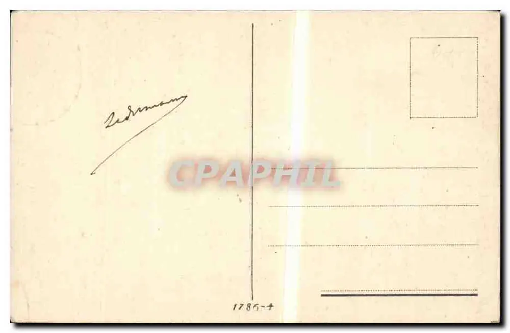 Kinder auf einer Straße — Straßenszene mit einem Baum und einem Fenster mit Lamellen — Verlag Modas, Nr. 1785-4 - Rückseite