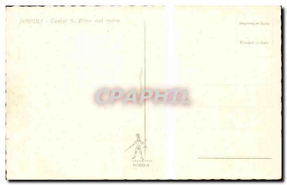 Neapel - Castel S. Elmo vom Meer — Zeichnung von Fuscà - Rückseite