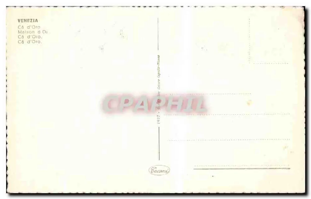 Venedig — Ansicht des Palazzo Cavalli-Franchetti (Cà d'Oro) — Verlag Cacani - Rückseite