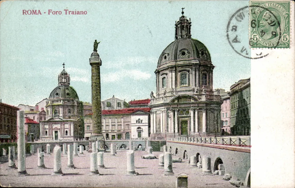Rom - Forum Traians — Ansicht der Traianssäule und der Basilika — unbekannter Verleger, Seriennummer nicht sichtbar - Vorderseite
