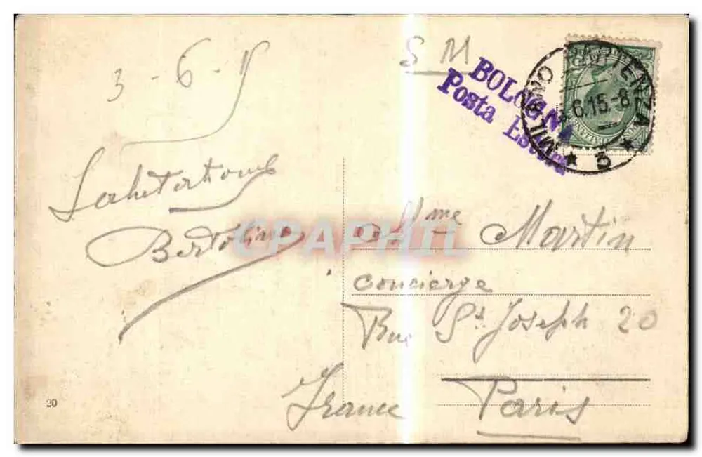Mailand - Via Dante — Stadtbild mit Straßenbahn und Statue — unbekannter Verleger - Rückseite