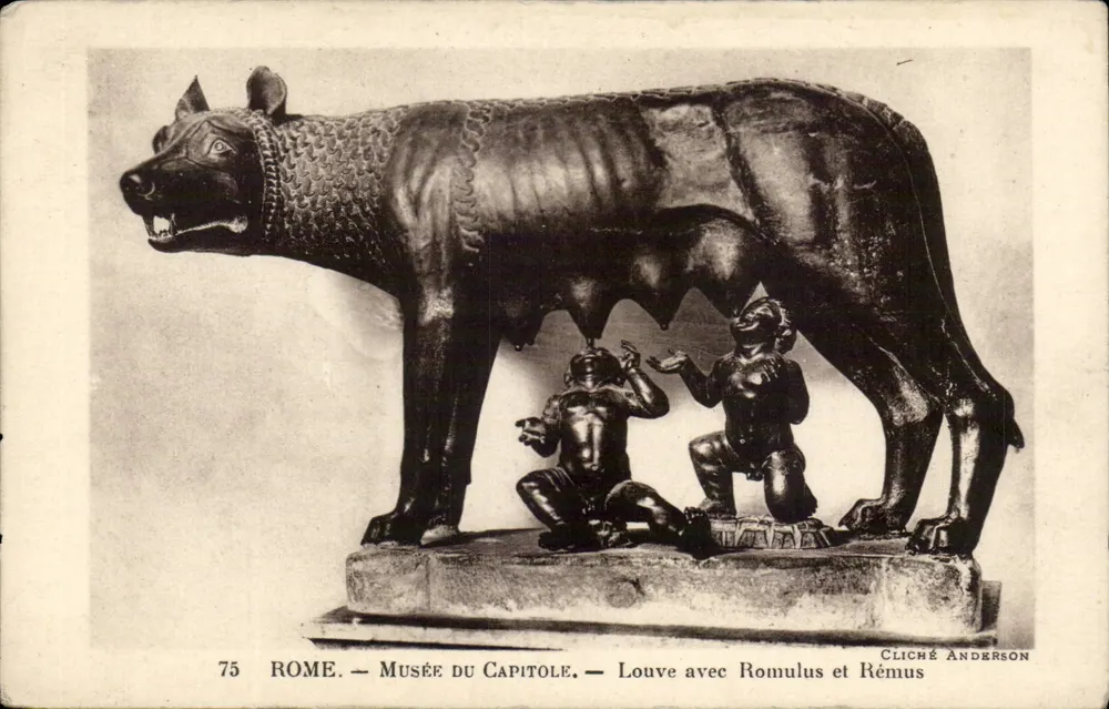 Rom — Museum des Kapitols — Wolfsmutter mit Romulus und Remus — Cliché Anderson - Vorderseite