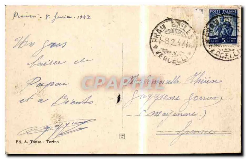 Praj Biellese - Panorama — Verlag A. Tonso - Turin - Rückseite