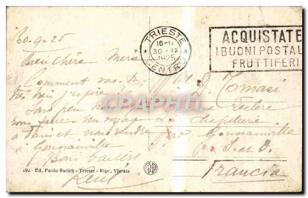 Trieste - Veduta del Porto — Ed. Paolo Barich, n° 192 - Rückseite