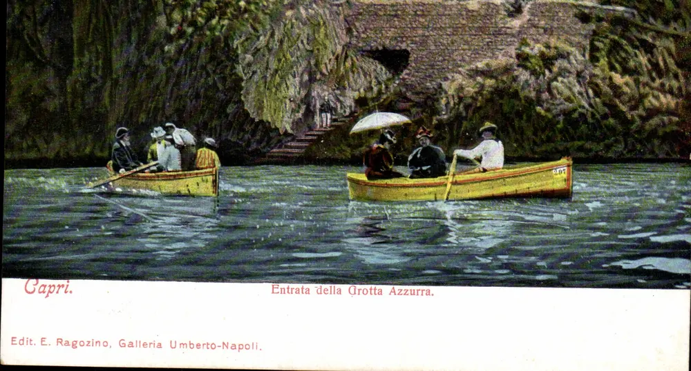 Capri — Entrata della Grotta Azzurra — Edit. E. Ragozino, Galleria Umberto-Napoli - Vorderseite