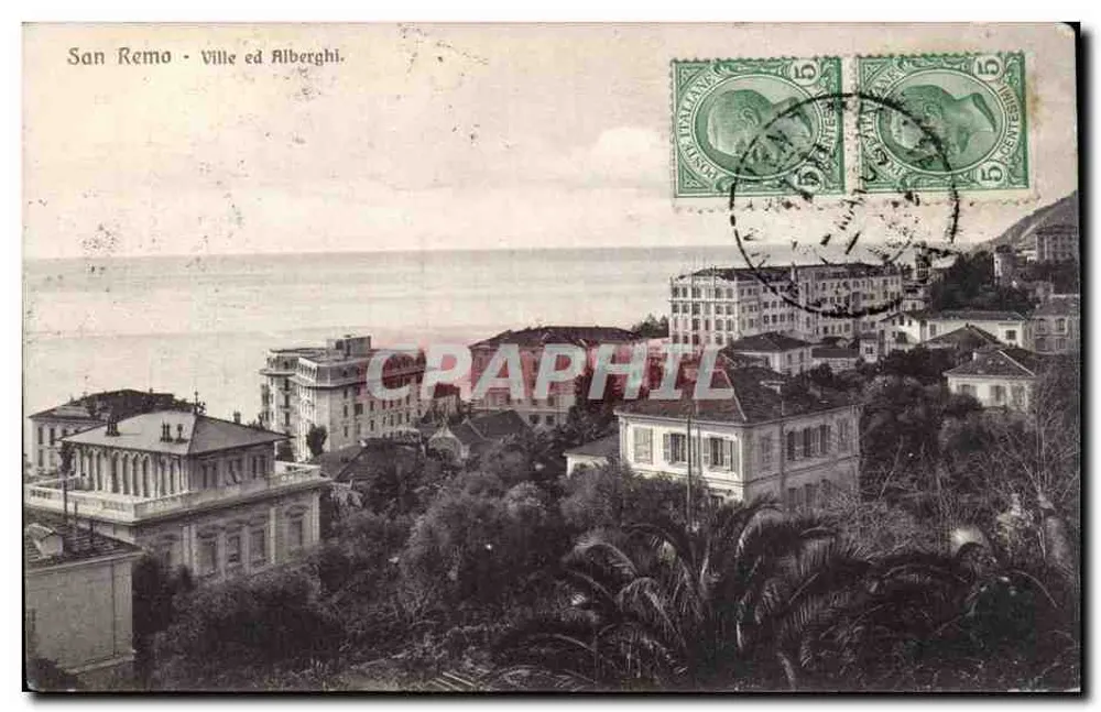 San Remo - Stadt und Hotels. - Verlag Edile Brunner & C., Como und Zürich. - Vorderseite