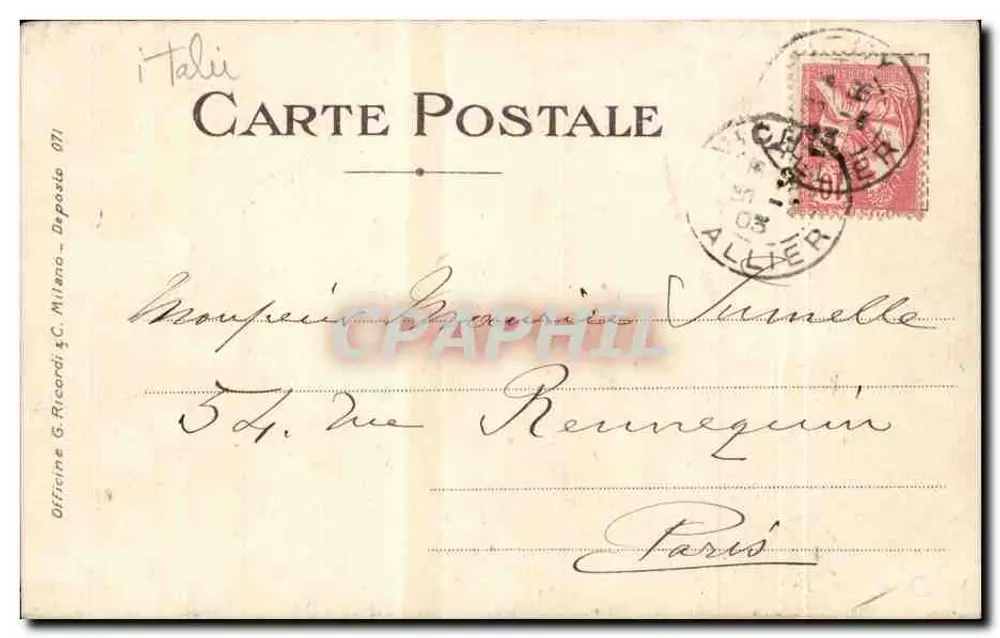 Tosca — Szene aus dem Opern — Verlag G. Ricordi & C. Milano, n° 071 - Rückseite