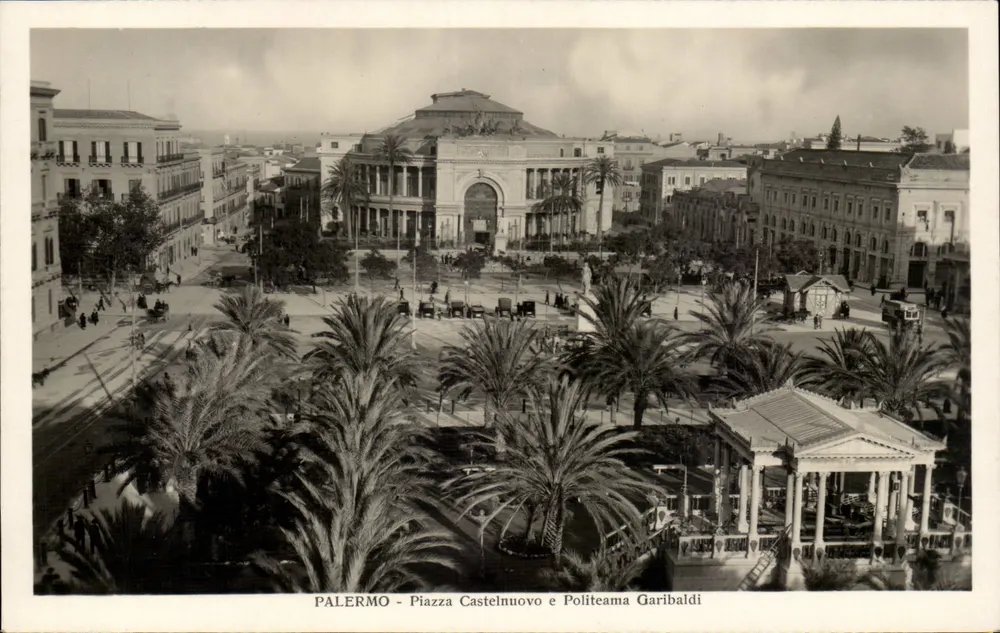 Palermo - Piazza Castelnuovo und Politeama Garibaldi — Verlag Fotocelina Torino - Vorderseite