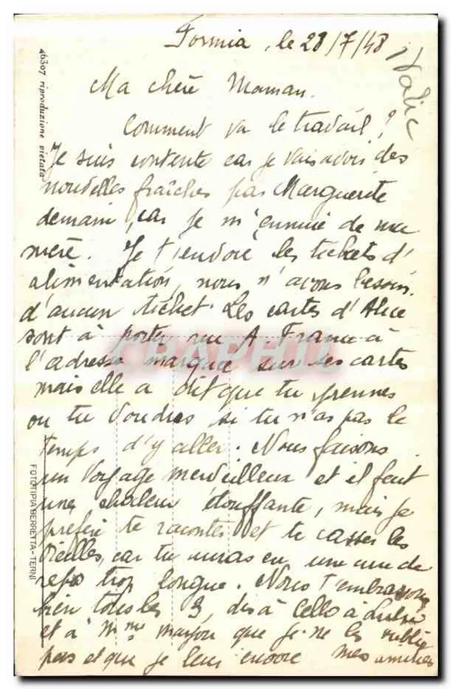Ansicht von Formia — Saluti da FORMIA — Verlag TENI - Rückseite