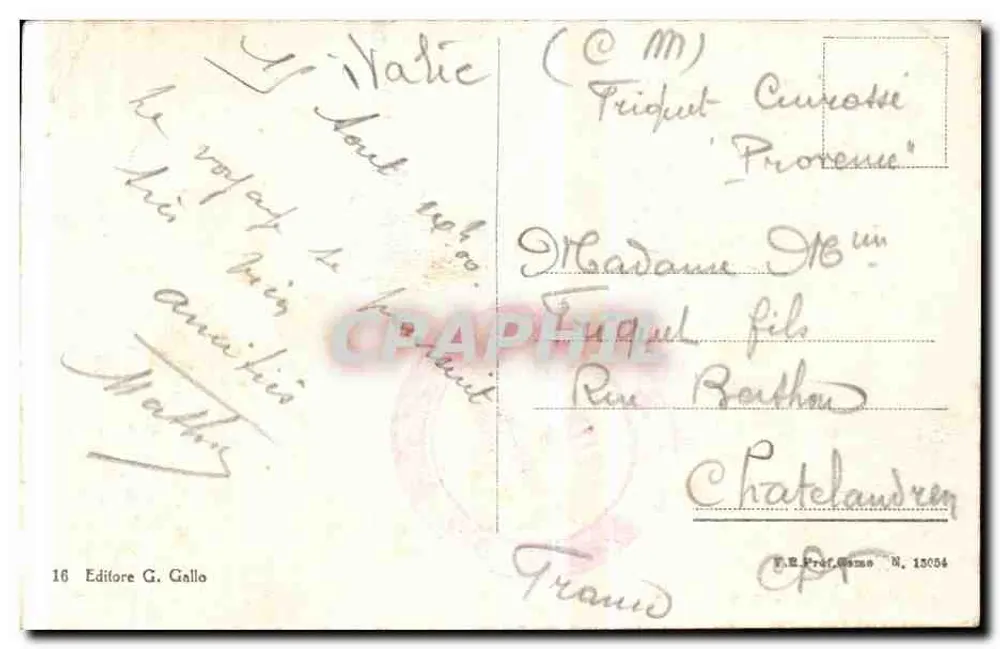 Ventimiglia - Teil der antiken Stadt — Verlag G. Gallo, Nr. 16 - Rückseite