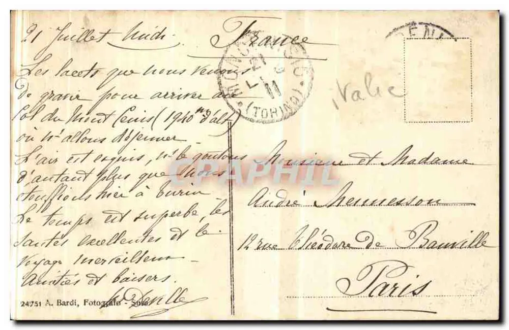 Moncenisio - La Gran Scala (Valle di Susa) — Antike Ansichtskarte n°24751, Verlag A. Bardi - Rückseite