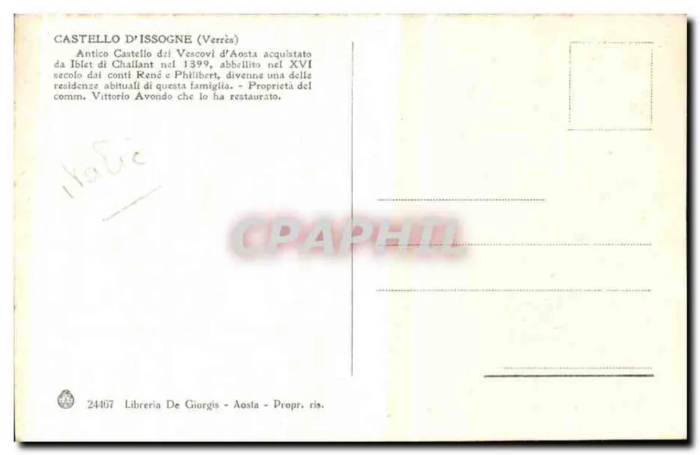 Castello d'Issogne - Valle d'Aosta — Libreria De Giorgis, n° 24467 - Rückseite